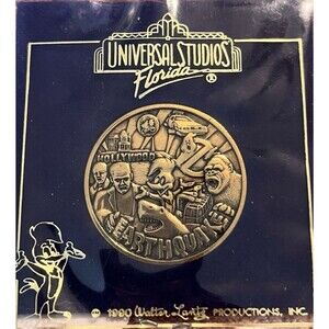 Vintage 1990 Universal Studios Florida Earthquake Ride Coin Woody Woodpecker